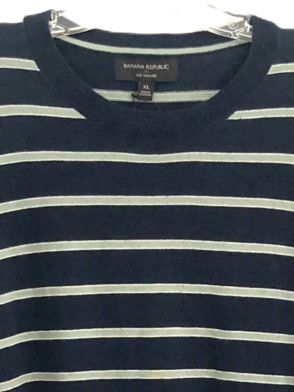 Banana Republic ECO Navy Striped Crew Neck Knit Sweater Top Men's XL NWT